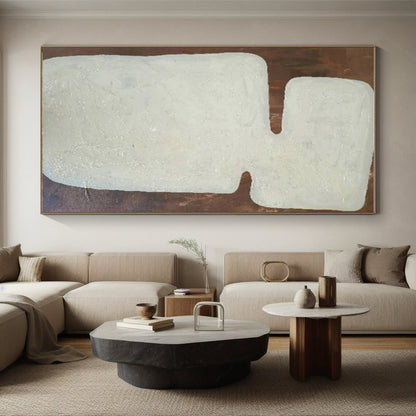 Hand Painted Art Beige and Brown Textured Abstract Art HS647