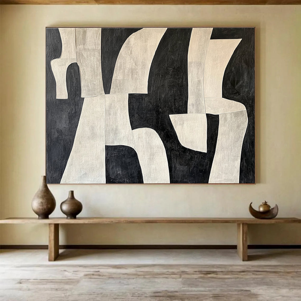 Huge Size Black and White Geometric Abstract Art WB244