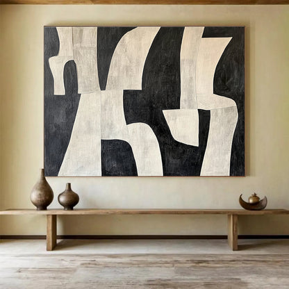 Huge Size Black and White Geometric Abstract Art WB244