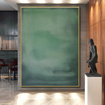 Hand-Painted Unique Abstract Art with Shades of Green, Soft Blurry Textures - Acrylic Modern Art Painting HS501