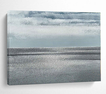 Big Size Gray and White Abstract Minimalist Landscape Painting WB129