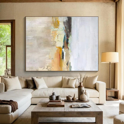 Hand Painted Art Neutral Tones with Warm Accents Abstract Landscape HS619