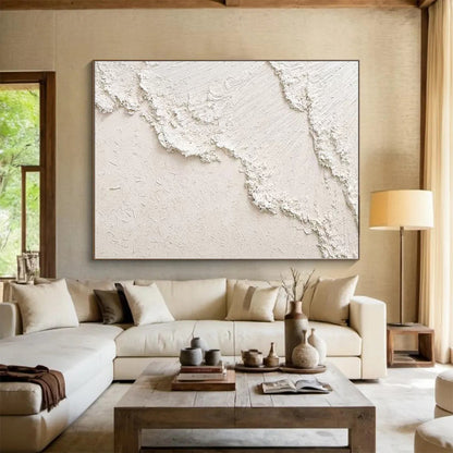Big Painting White Abstract Textured Painting For Sale HS077