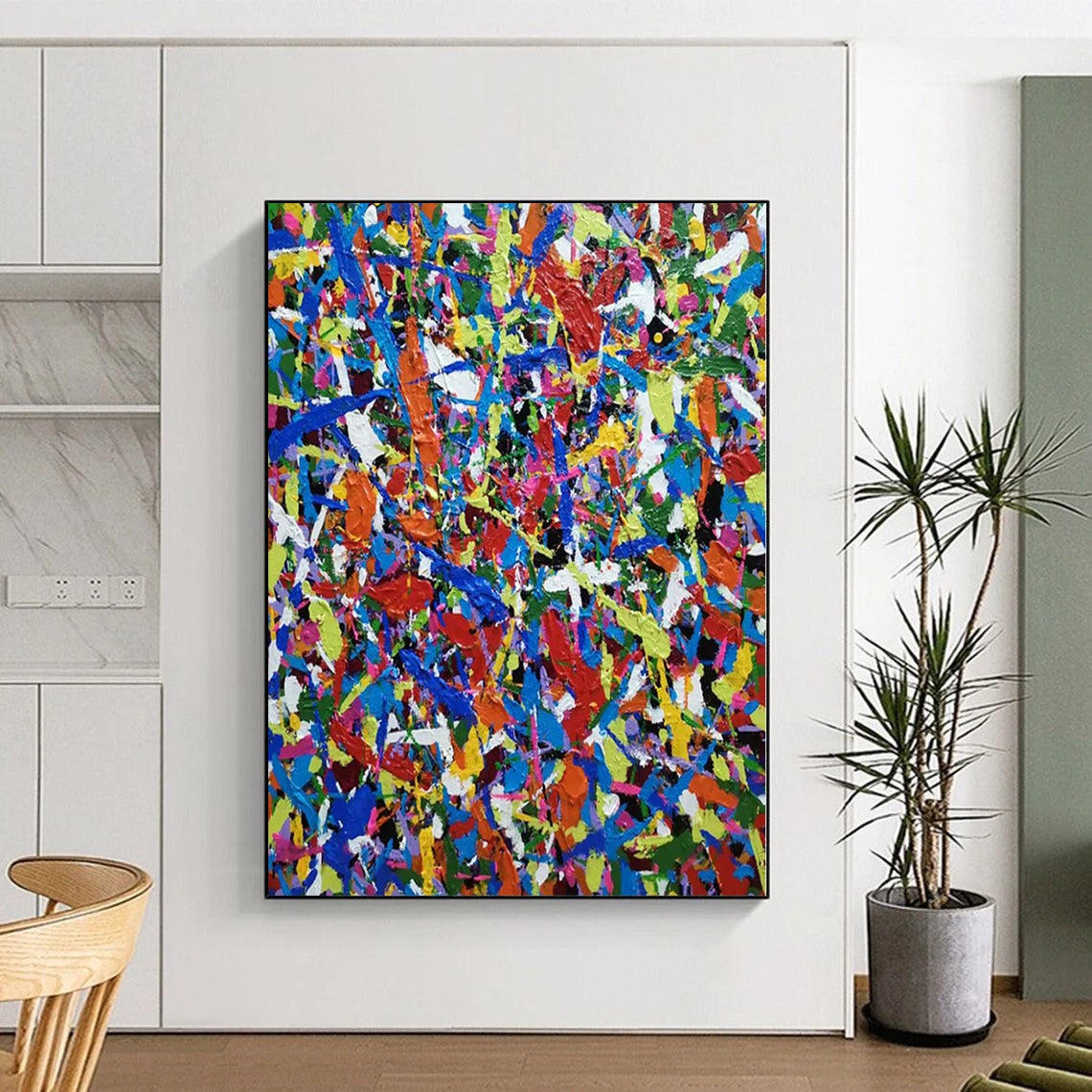 Unique Abstract Art Multicolor Splatter Abstract Painting For Sale HS095