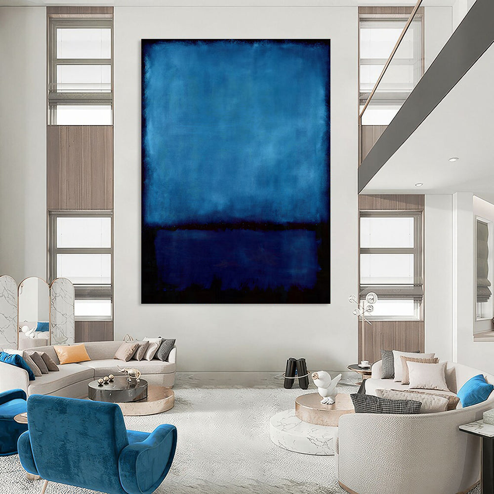 Deep Blue Abstract Color Block Painting For Sale WS496