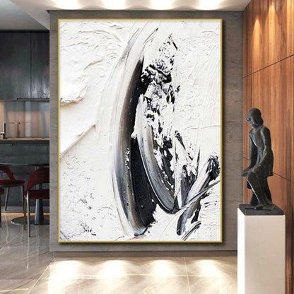 Hand Painted Art Black and White Textured Abstract Art, Big Painting HS560