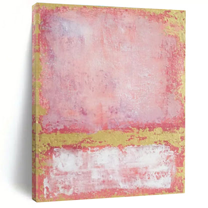 Pink, Gold, and White Abstract Color Block Painting For Sale WS514