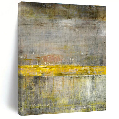 Handmade Art Gray & Yellow Textured Abstract, Minimalist Canvas Art HS344