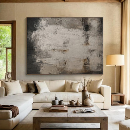 Unique Abstract Art Gray Textured Abstract, Large Contemporary Wall Art HS318