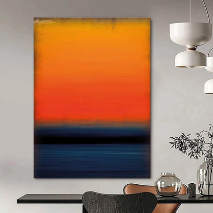 Orange, Red, and Blue Abstract Sunset Seaside Painting For Sale Online WS494