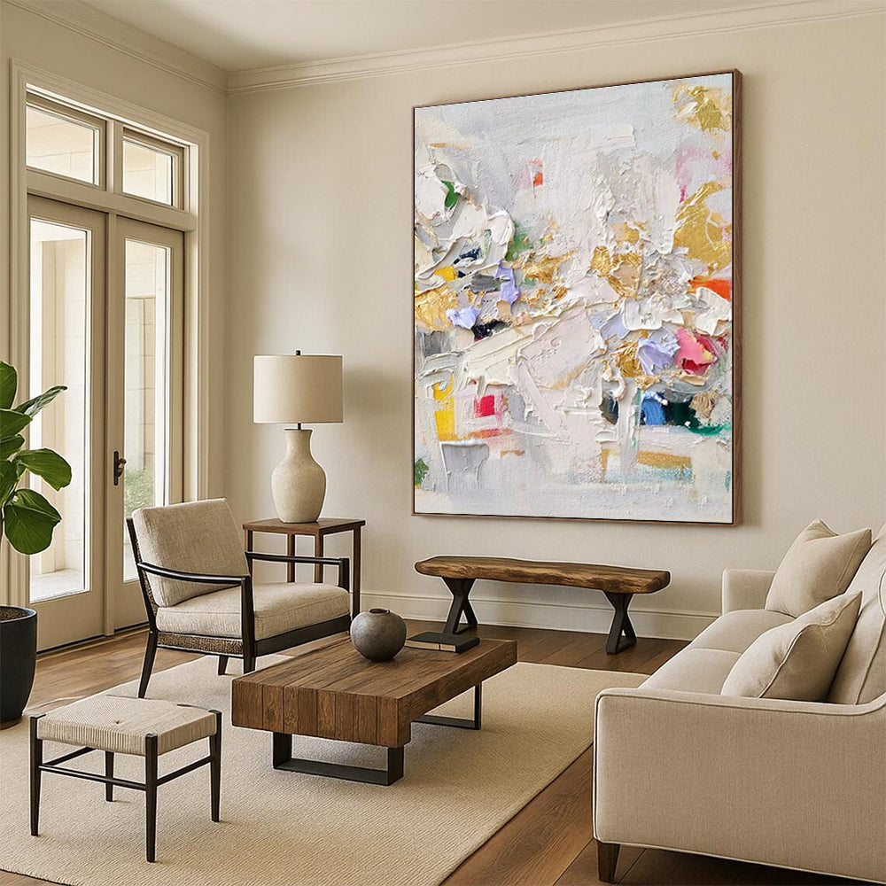 Multicolored Textured Abstract Impasto Painting HS566