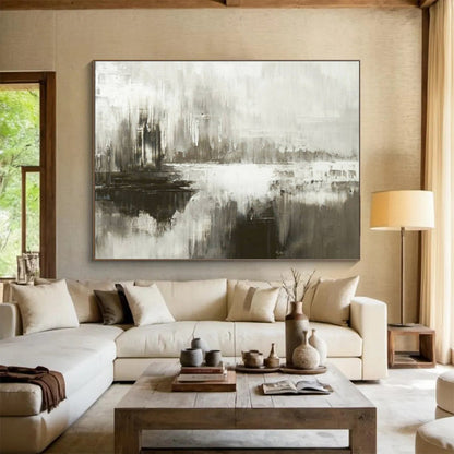 Gray, White Abstract Misty Landscape Art For Sale WB389