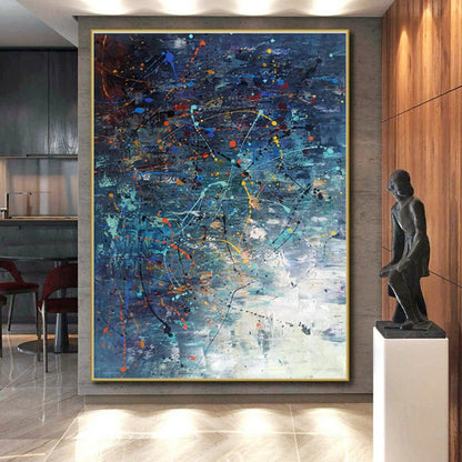 Unique Abstract Art Multicolor Splatter Abstract, Large Contemporary Wall Art HS243