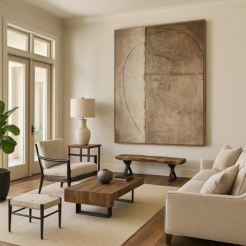 Monochromatic Minimalist Line Abstract Drawing HS563