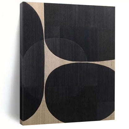 Handmade Art Geometric Black and Beige Large Contemporary Wall Art - Modern Art Acrylic HS506