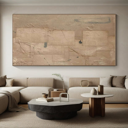 Minimalist Canvas Art Beige & Gray Textured Abstract, Handmade Art HS257