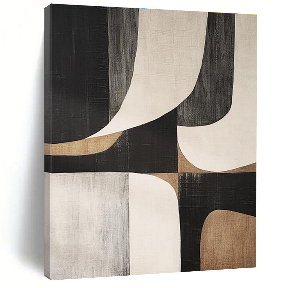 Acrylic Modern Art Paintings Black, Beige, and Gray Geometric Abstract Art HS764