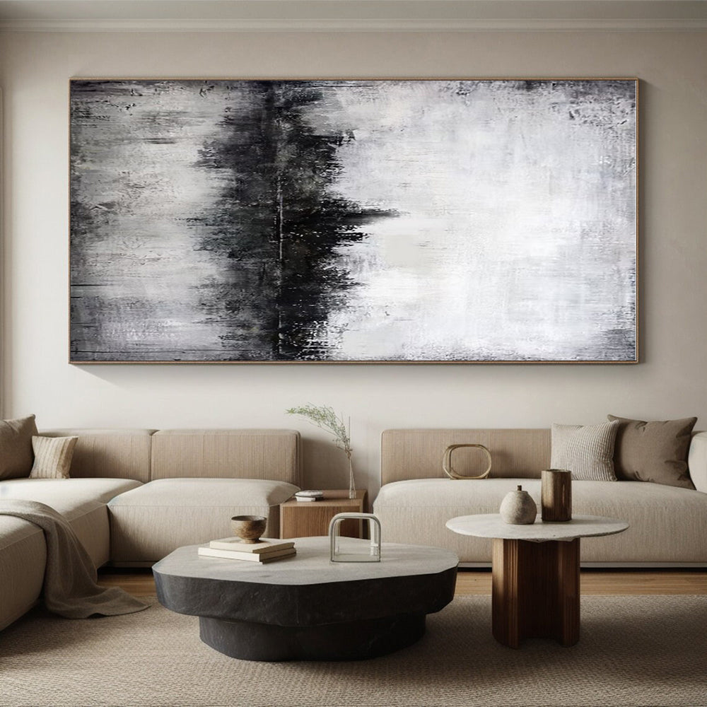 Acrylic Modern Art Paintings Gray and White Textured Abstract Landscape HS704