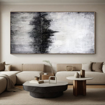 Acrylic Modern Art Paintings Gray and White Textured Abstract Landscape HS704