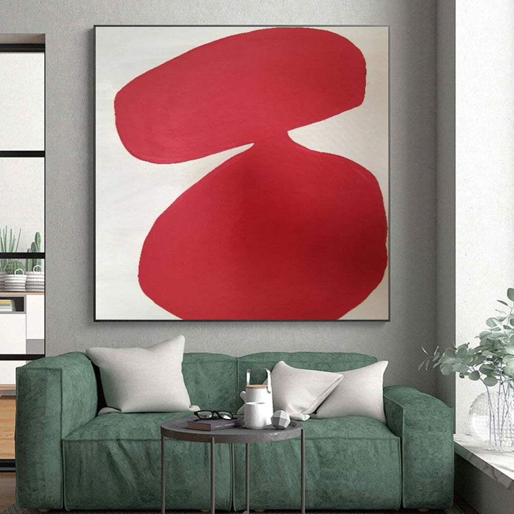 Cool Abstract Paintings Red and White Organic Abstract Art HS644