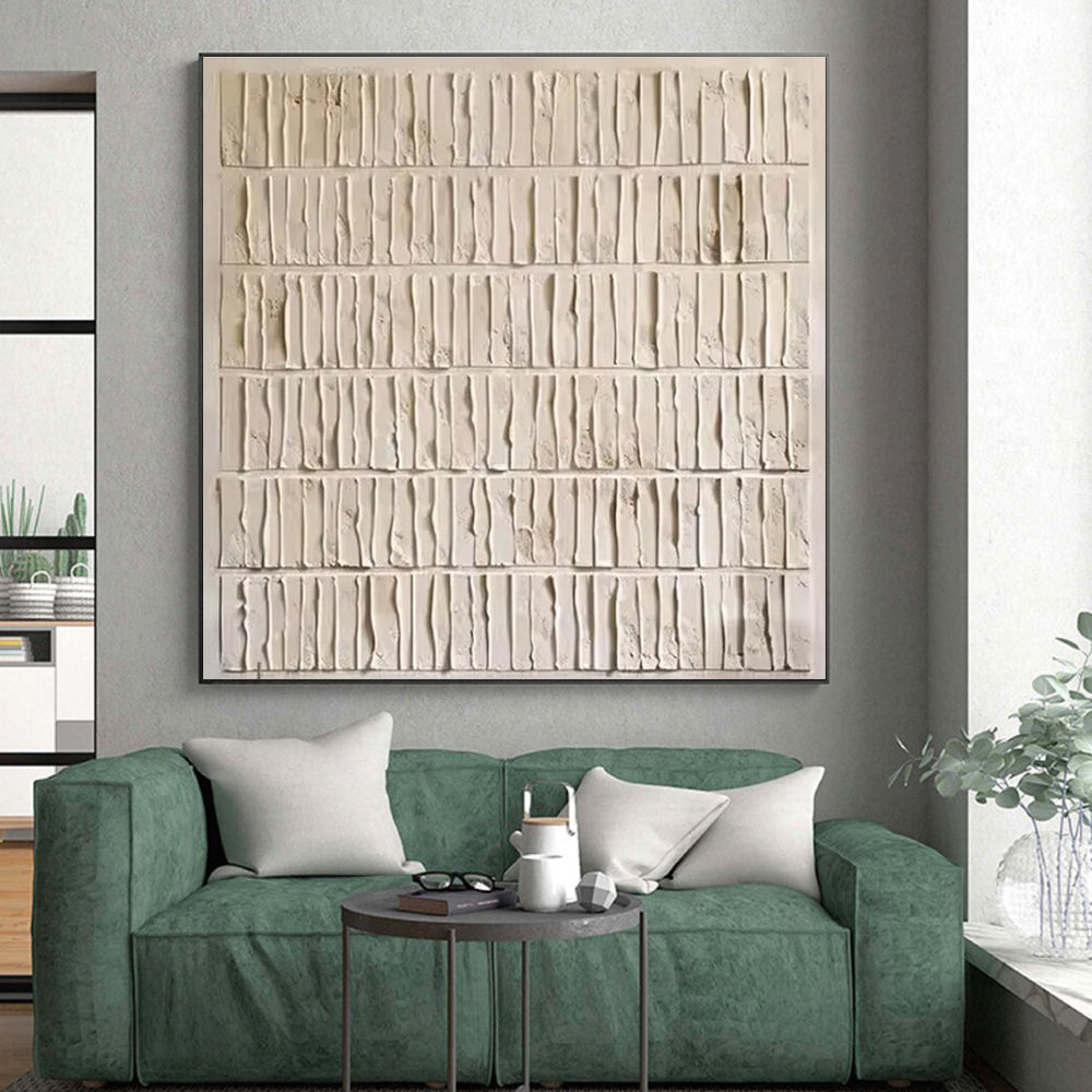 Handmade Art Beige Textured Abstract Painting On Canvas HS819