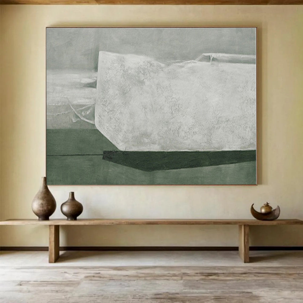 Huge Size Gray and White Abstract Minimalist Painting WB123