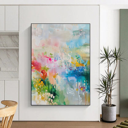 Large Contemporary Wall Art Multicolor Floral Abstract Art HS717