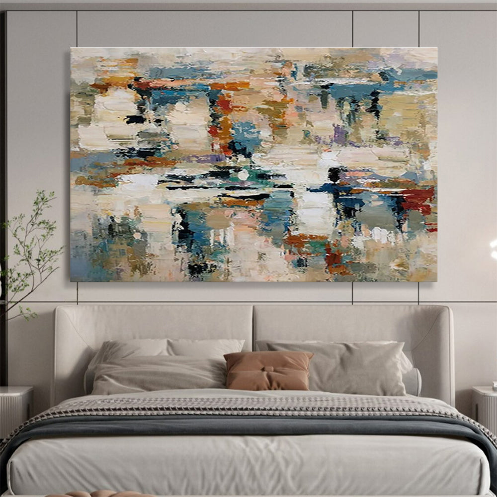 Oversized Canvas Art Multicolor Abstract Textured Composition, Abstract Acrylic Painting WB172