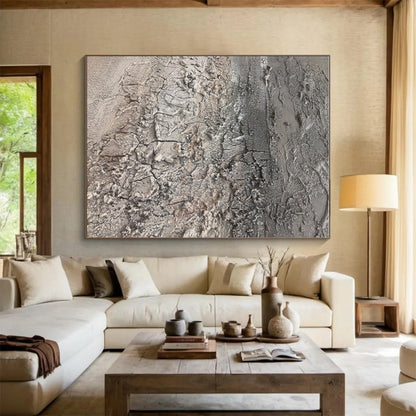 Unique Abstract Art Gray Textured Abstract, Large Contemporary Wall Art HS302