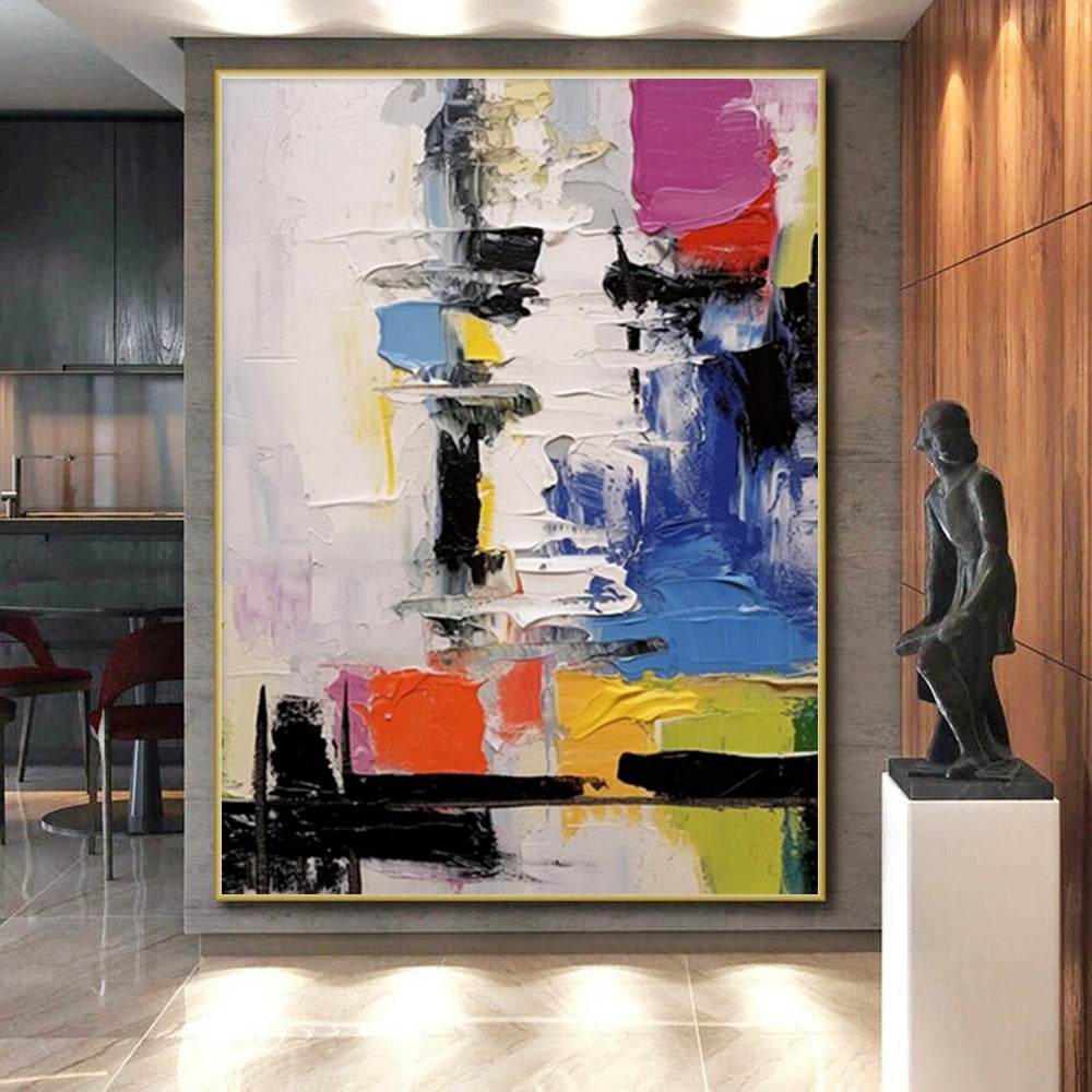 Large Painting In Living Room Colorful Textured Abstract Art, Modern Art Acrylic HS559