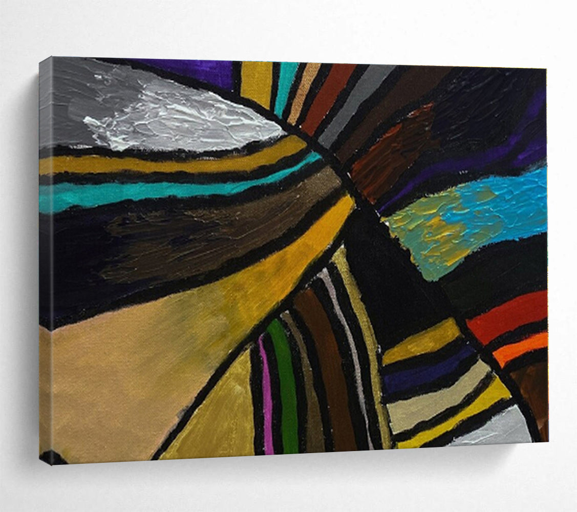 Multicolor Geometric Shapes Abstract Acrylic Painting WB011