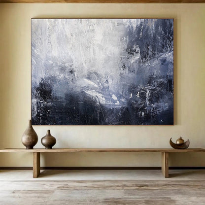 Blue, Gray, White Abstract Textured Art For Sale WB388