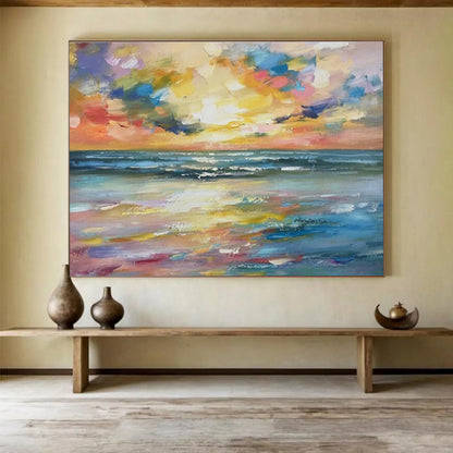 Multicolor Abstract Sunset Seascape Art For Sale WB405