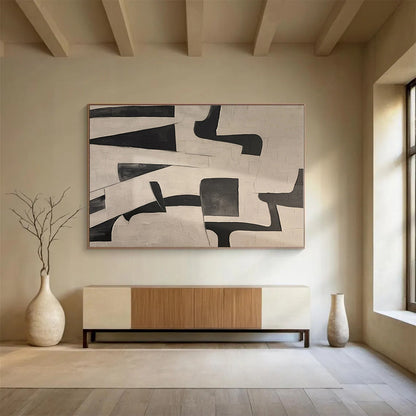 Black, White Abstract Geometric Acrylic Painting WB028