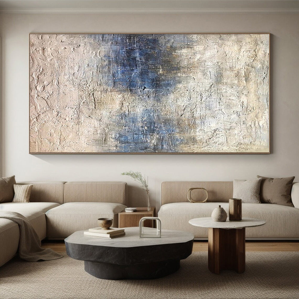 Unique Abstract Art Beige, Pink, and Blue Textured Abstract Art HS628