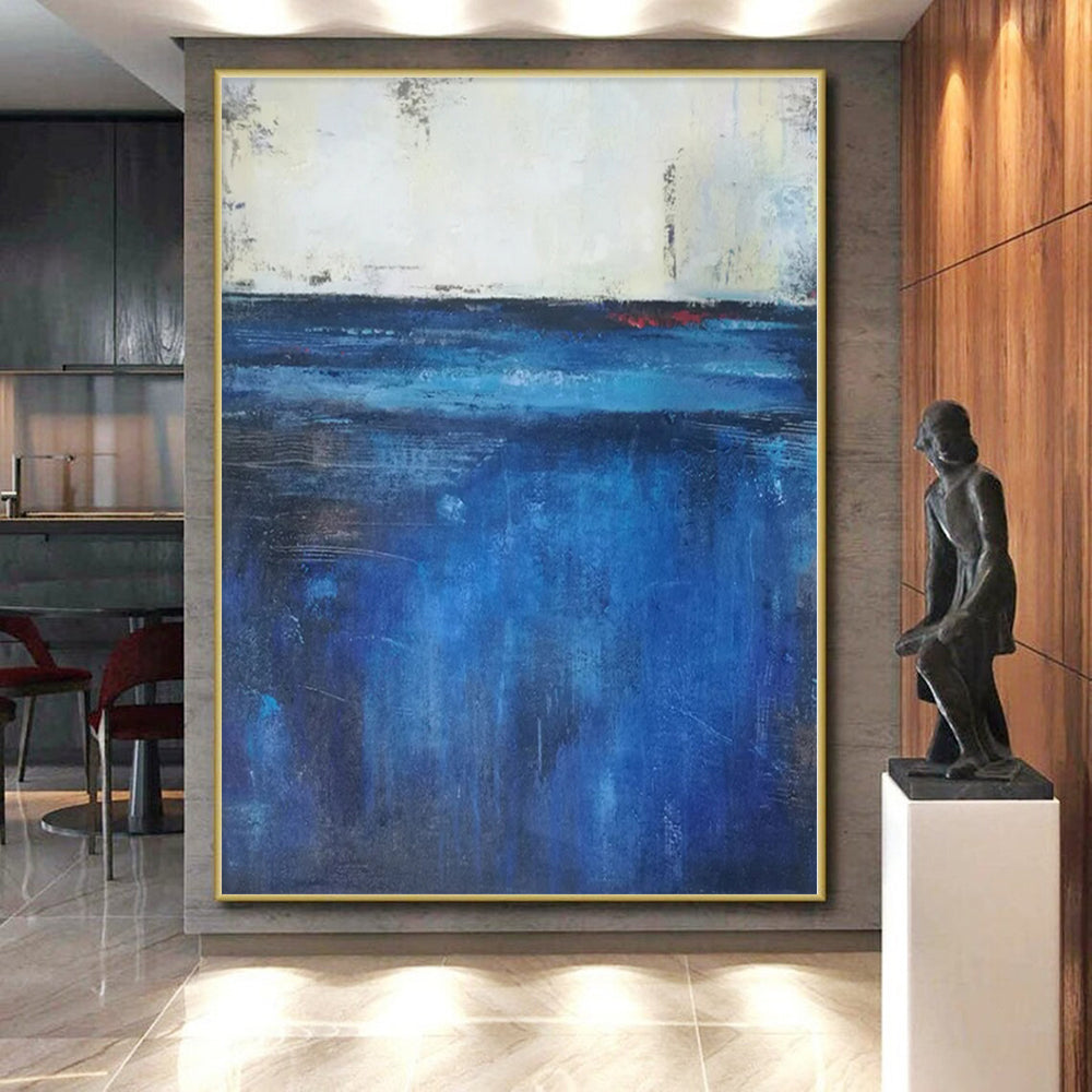 Acrylic Modern Art Paintings Blue Abstract Seaside Painting For Sale HS096