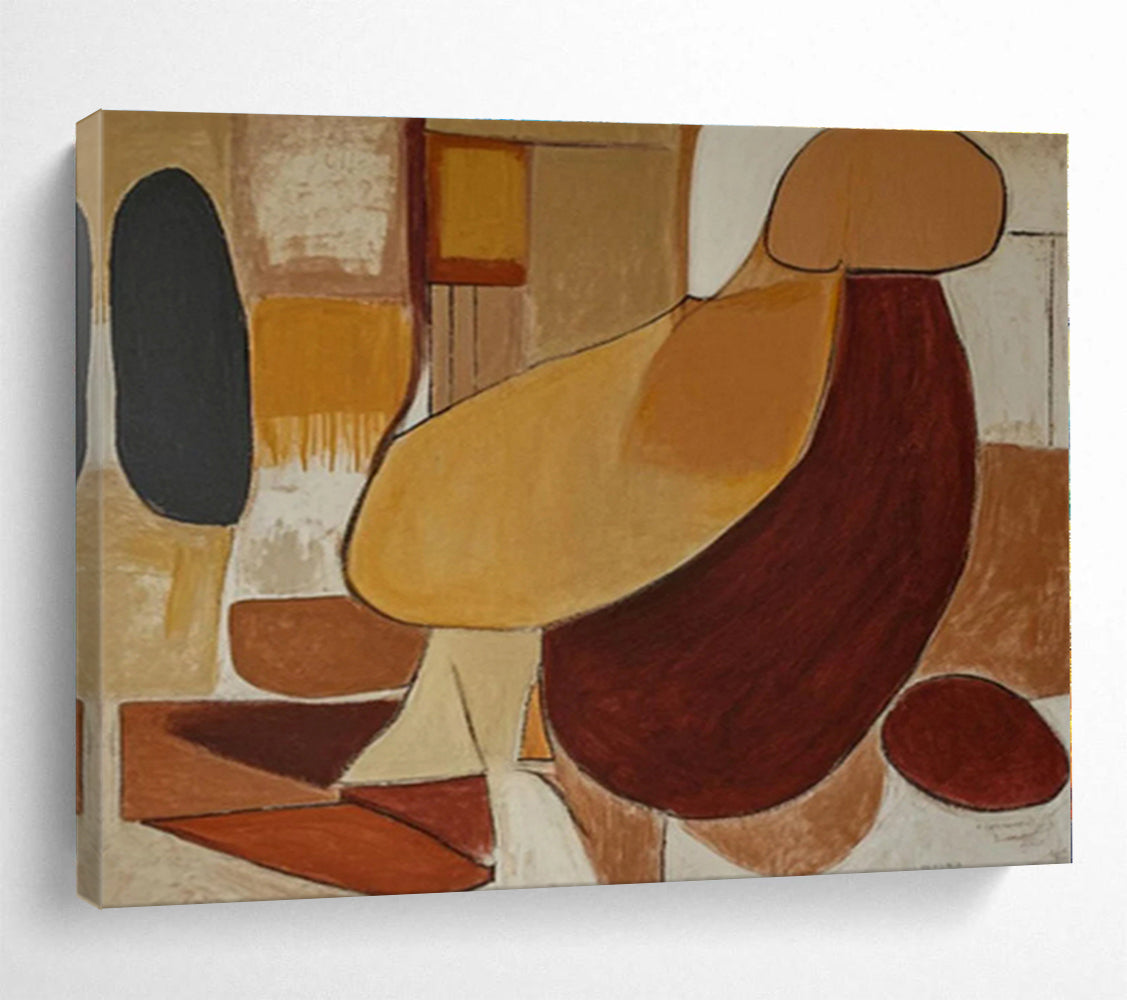 Brown, Beige, Black Abstract Shapes Acrylic Painting WB029