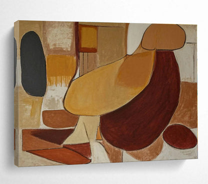 Brown, Beige, Black Abstract Shapes Acrylic Painting WB029