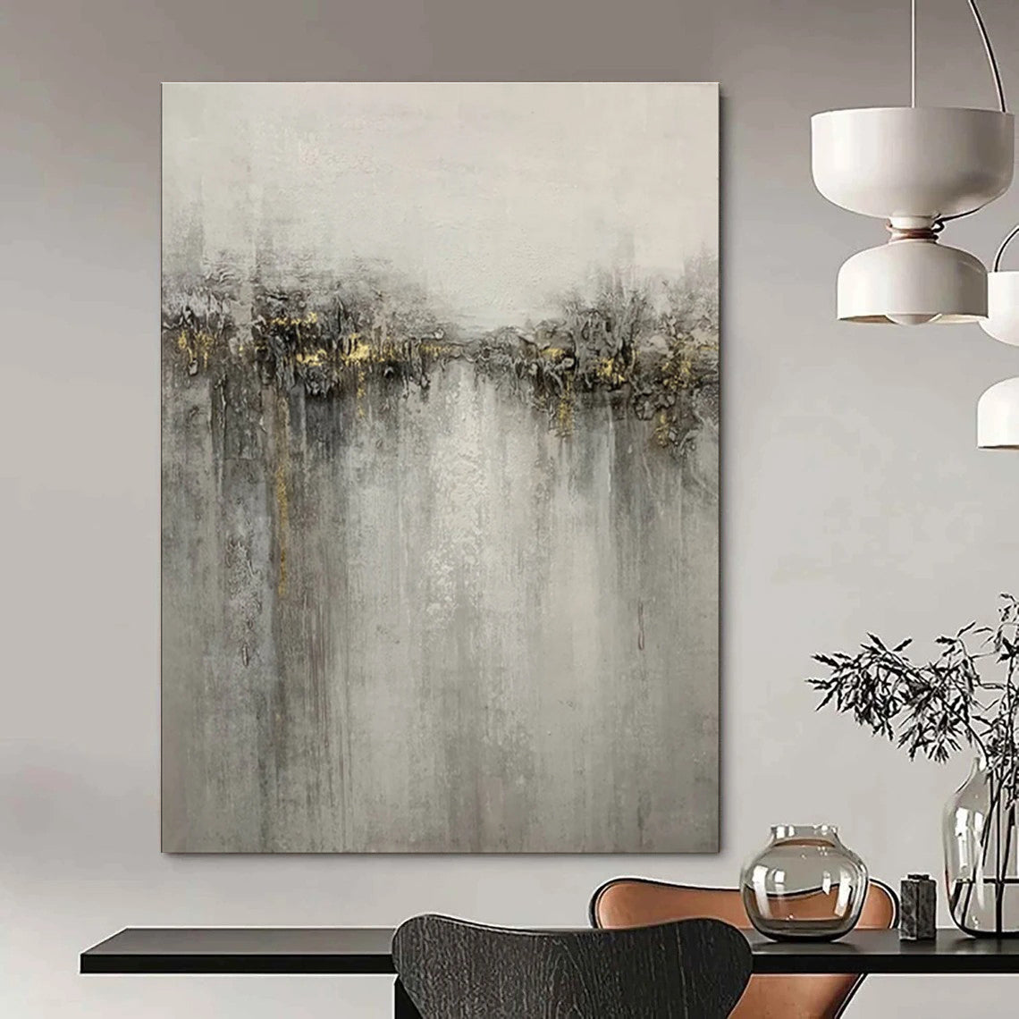 Black, Gray, and White Textured Abstract Painting For Sale WS511