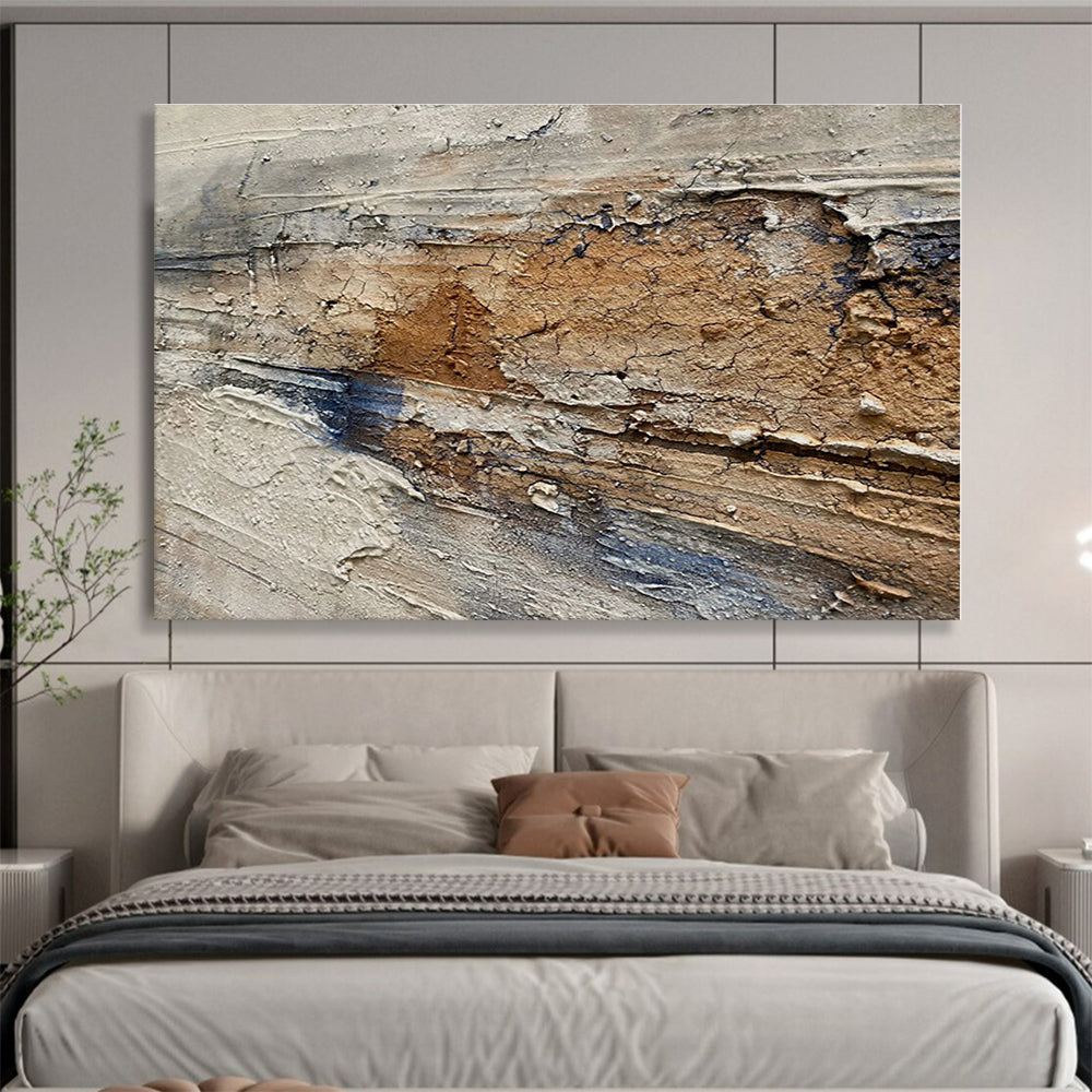 Brown, Beige, Gray Abstract Textured Acrylic Painting WB027