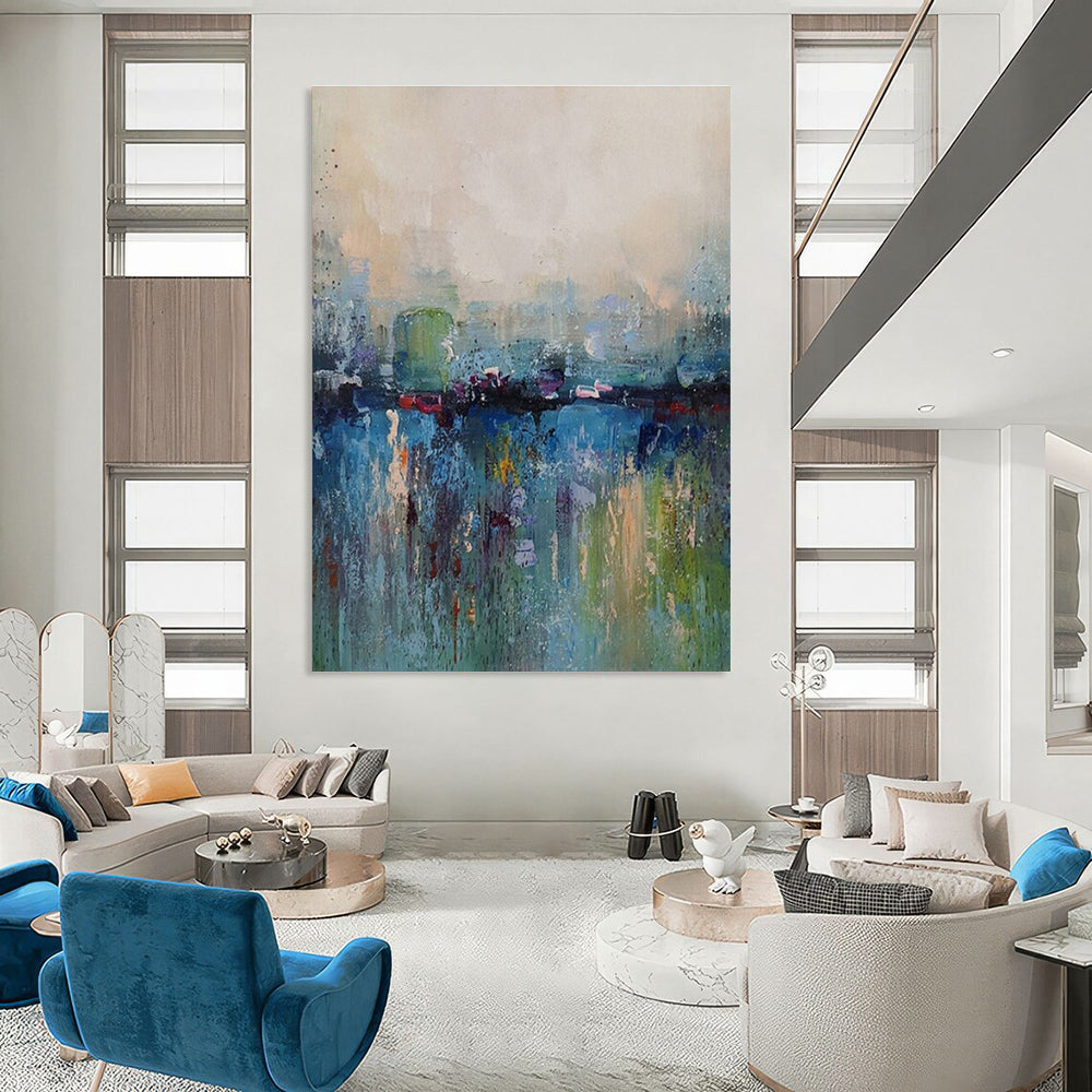 Multicolor Abstract Cityscape Painting For Sale Online WS493