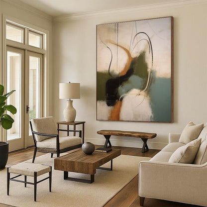 Hand Painted Art Multicolor Gestural Abstract, Modern Art Acrylic HS267