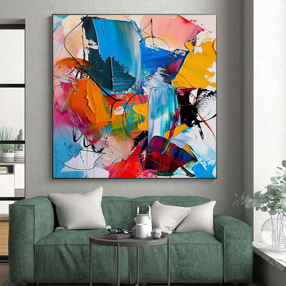 Oversized Abstract Wall Art Colorful Expressive Abstract Art, Acrylic Modern Art Paintings HS558