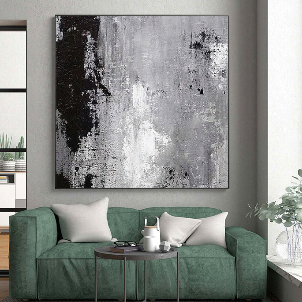 Cool Abstract Paintings Gray and Black Textured Abstract Art HS705