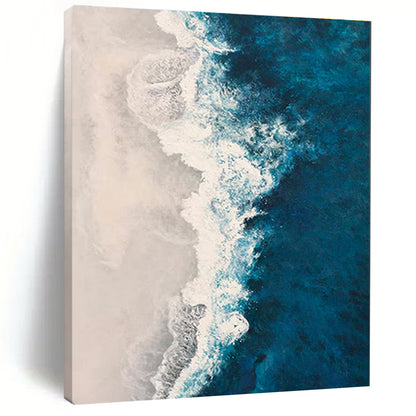 Unique Abstract Art Blue and White Textured Abstract Painting On Canvas HS774