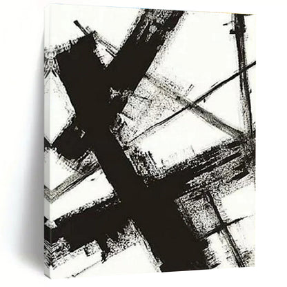 Black and White Geometric Abstract Painting HS567