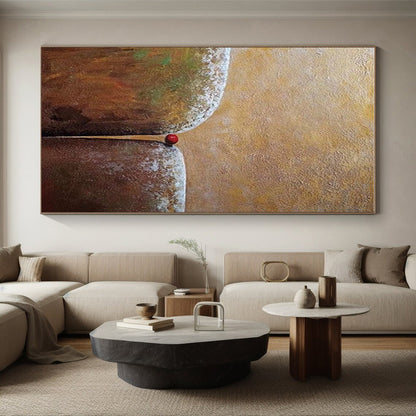 Handmade Art Brown & Red Minimalist Abstract, 48x60 Canvas Art HS209