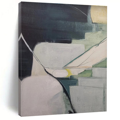 Modern Art Acrylic with Blue, Beige and Brown Colors, Abstract Landscape Theme HS492