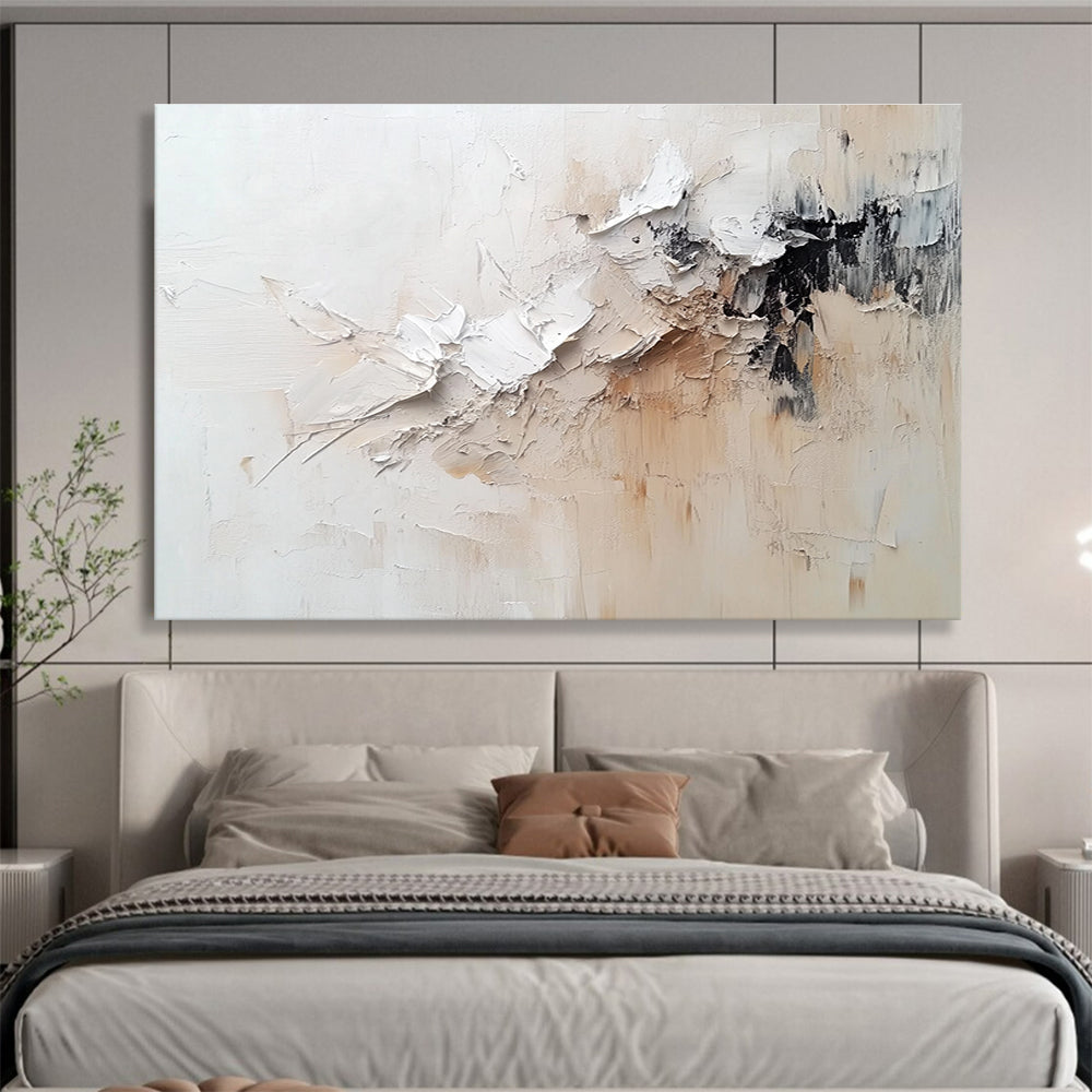 Hand Painted Art with White, Beige and Black Colors, Textured Abstract Theme WB305