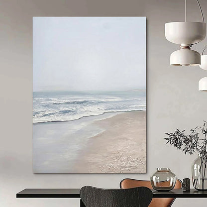 Beige, Blue Abstract Seascape Art For Living Room and Bathroom WS451